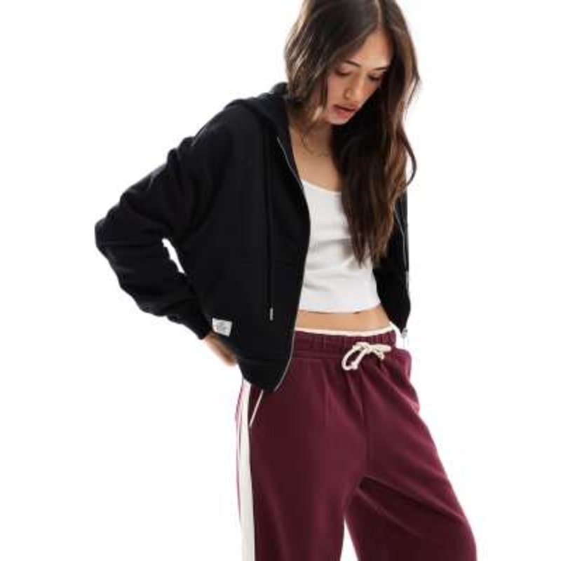 Cotton On classic fleece oversized zip up hoodie in black