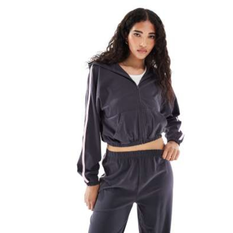 Cotton On departure lounge crop zip up hoodie in deep blue aura