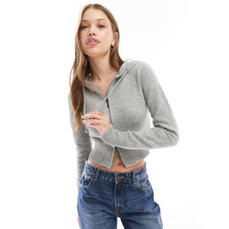 Cotton On double zip hoodie in gray heather