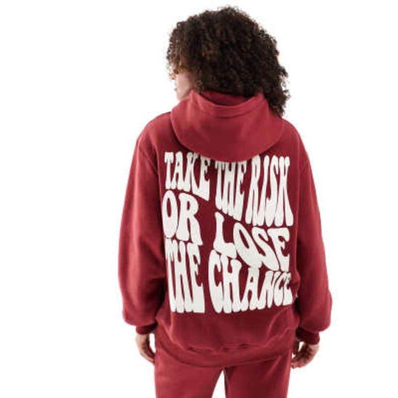 Sixth June back print slogan hoodie in burgundy – part of a set
