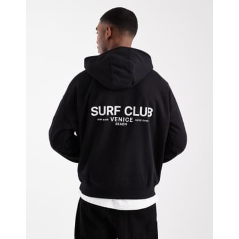 Threadbare relaxed fit hoodie with graphic prints in black