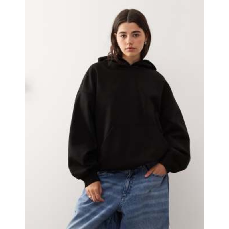 Weekday oversized heavyweight jersey hoodie in black