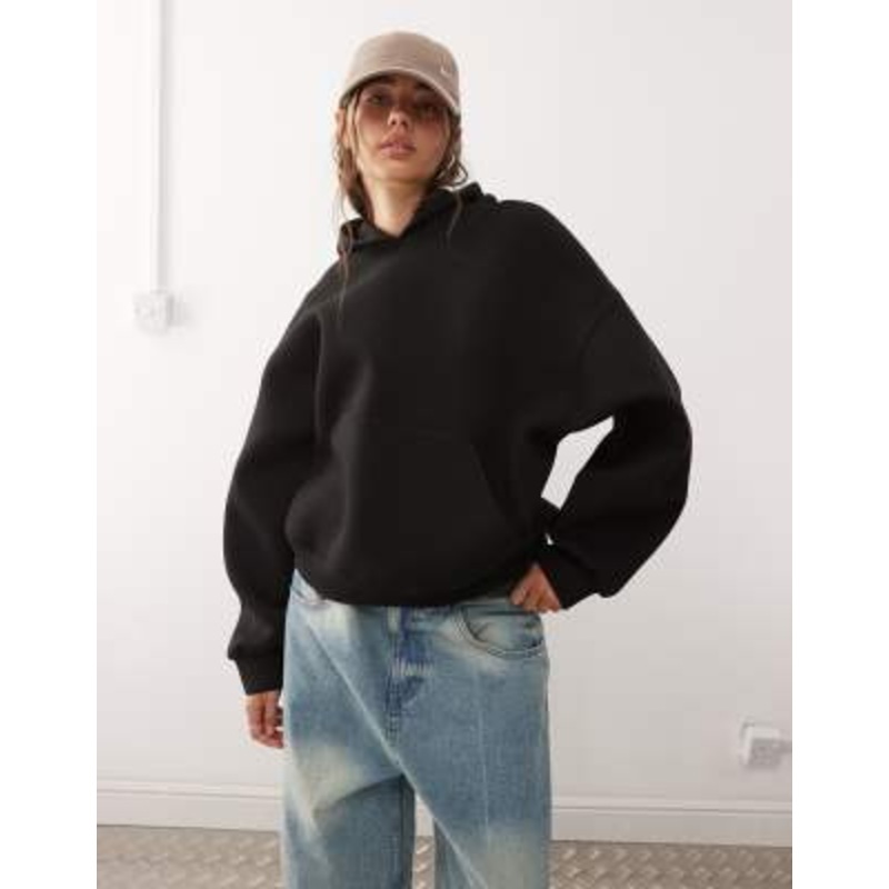 Weekday oversized hoodie in black in scuba-style fabric