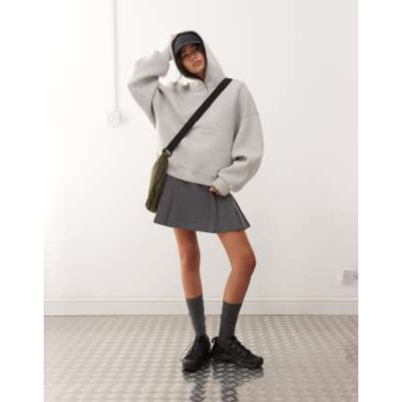 Weekday oversized hoodie in gray melange in scuba-style fabric