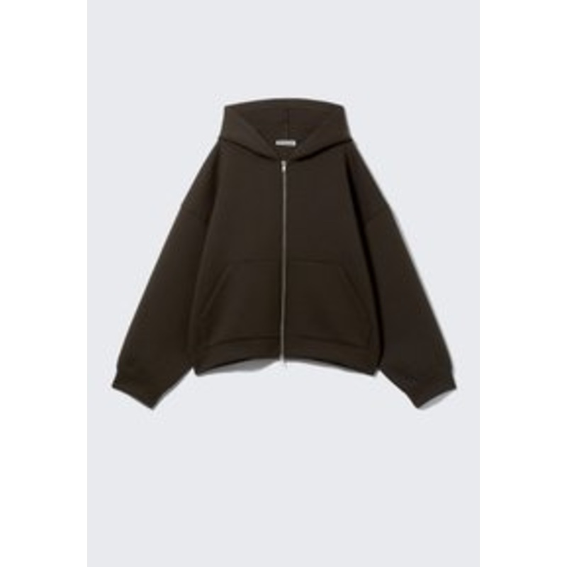 Weekday OVERSIZED SCUBA ZIP HOODIE – Sweatjacke – brown dark/braun