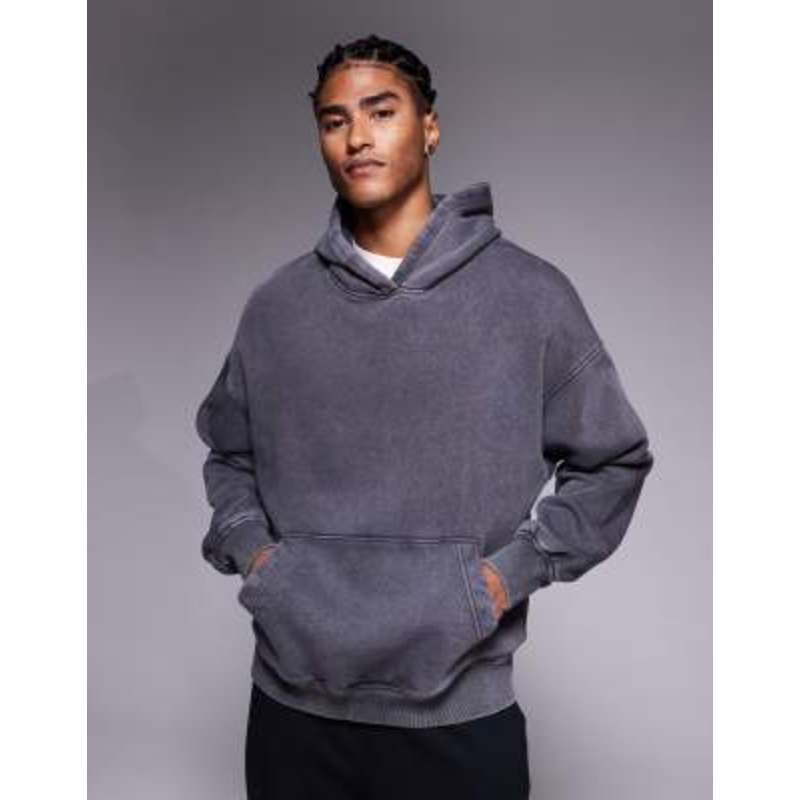 ADPT oversized hoodie in washed dark gray