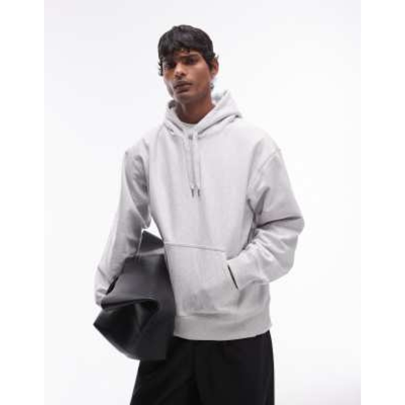 ARKET oversized heavyweight hoodie in light gray melange
