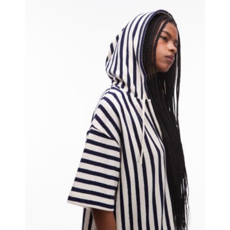 ARKET terrycloth throw-on beach hoodie in multi stripe