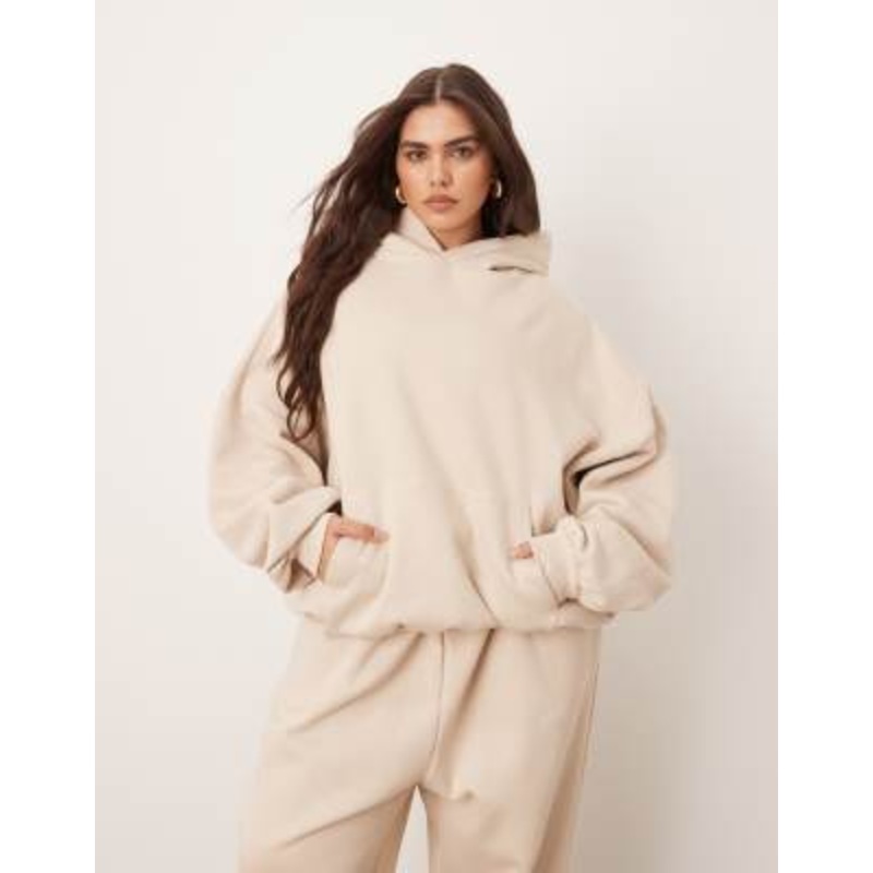 ARRANGE Curve oversized premium heavyweight hoodie in oatmeal