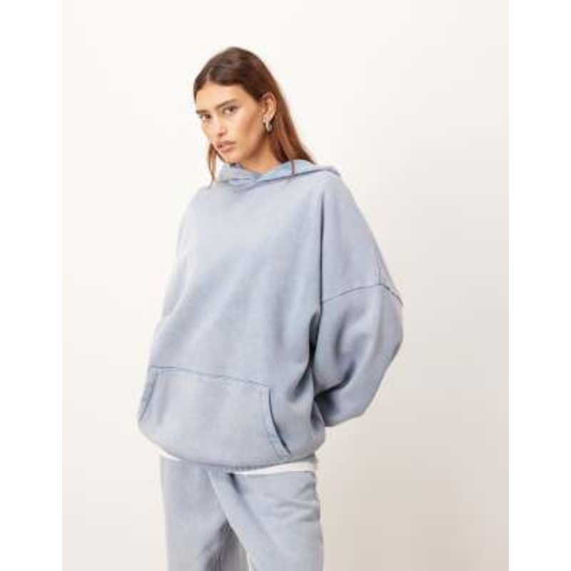 ARRANGE premium acid wash hoodie in soft blue