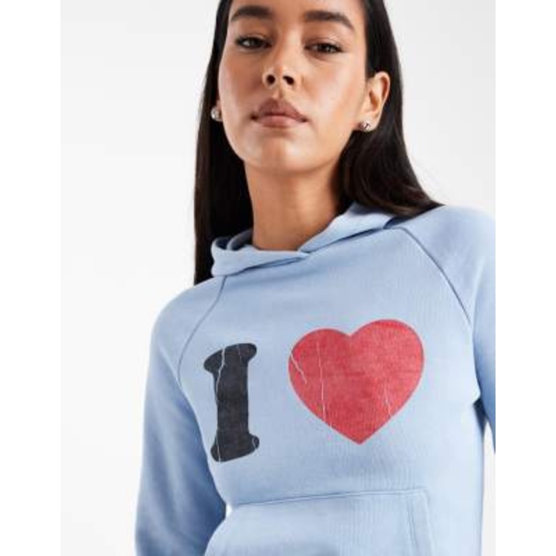 COLLUSION graphic I HEART hoodie in blue