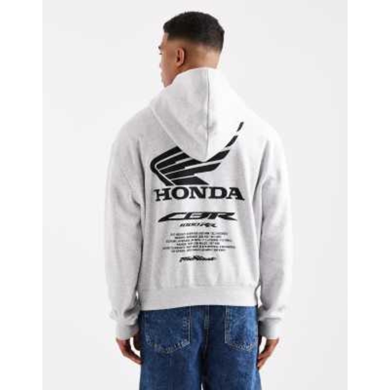 Cotton On cropped fit honda jt racing hoodie in gray