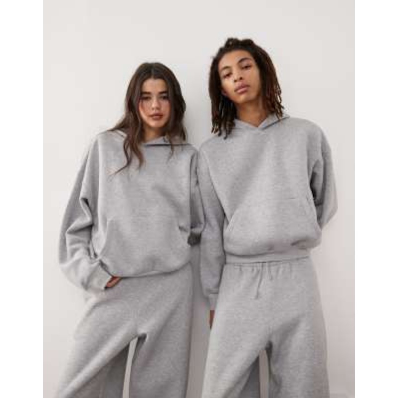 Reclaimed Vintage unisex heavyweight boxy hoodie in gray heather – part of a set