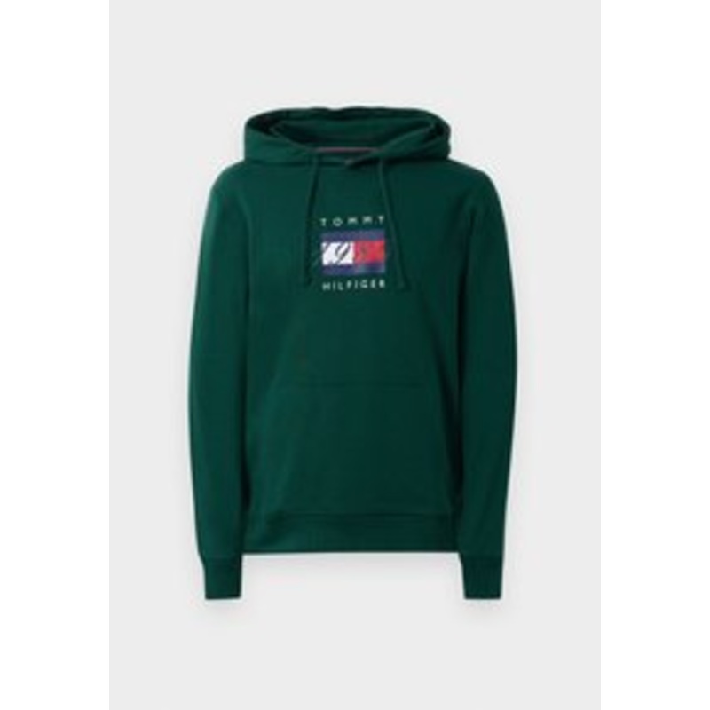 Tommy Hilfiger LINEAR FLAG GRAPHIC HOODIE UNISEX – Sweatshirt – dark green/dunkelgrn