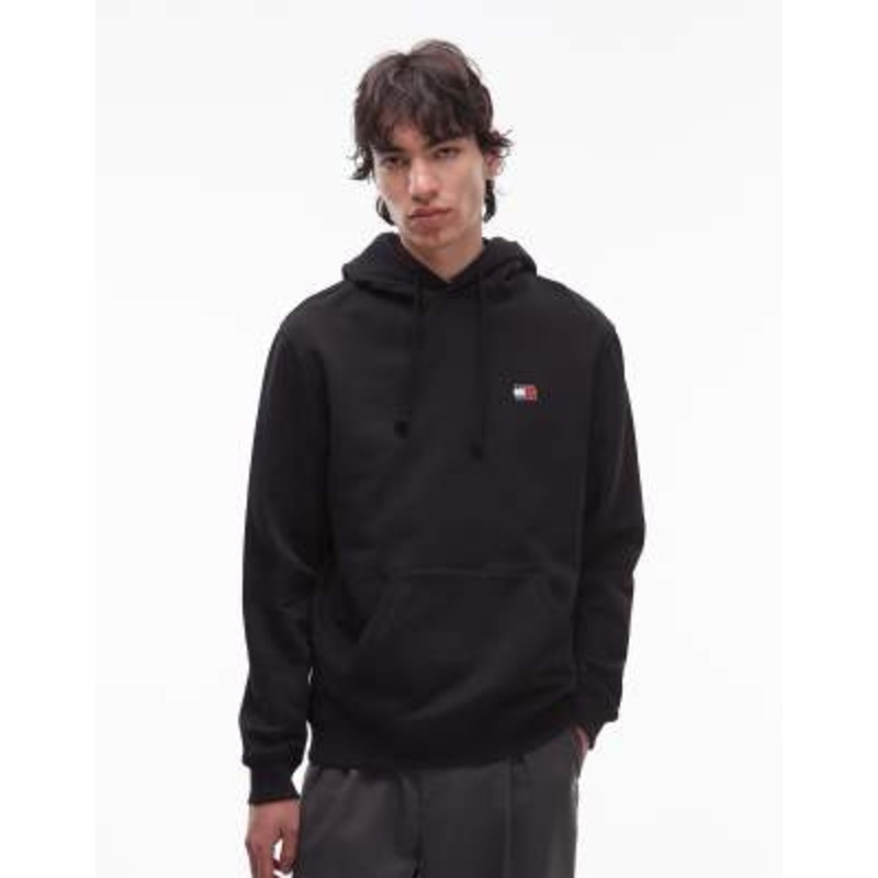 Tommy Jeans badge hoodie in black