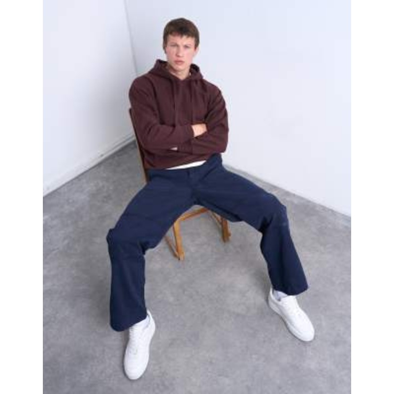 Topman boxy fit hoodie in brown