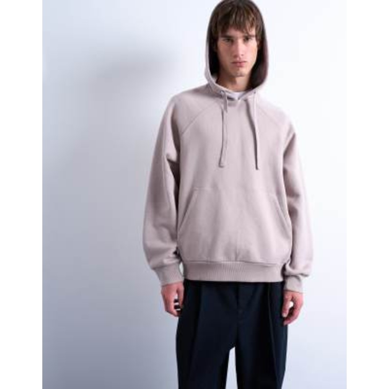 Topman boxy fit hoodie in mink
