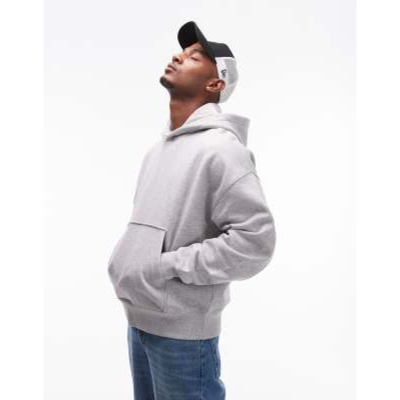 Topman premium heavyweight oversized hoodie in gray heather