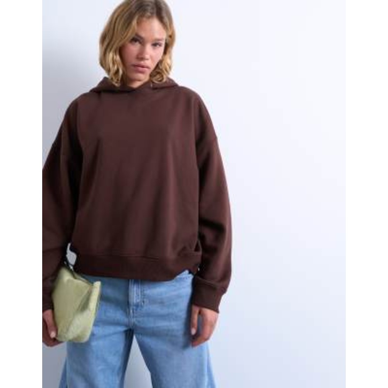 Topshop ultimate hoodie in chocolate brown
