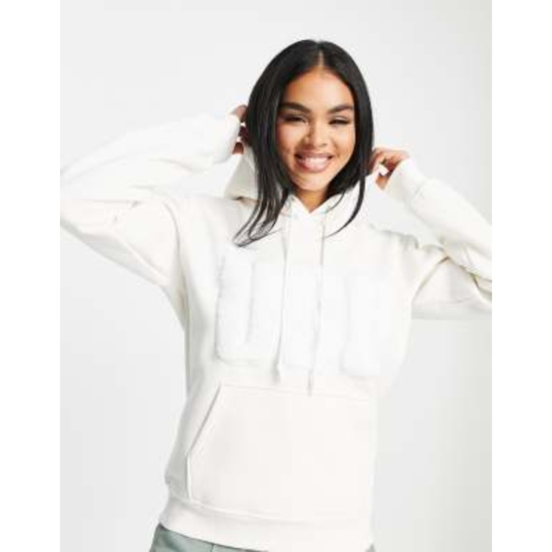 UGG Rey fuzzy logo hoodie in white
