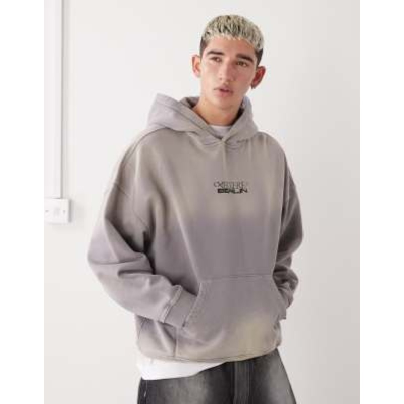 Vertere Berlin oversized logo hoodie in washed gray