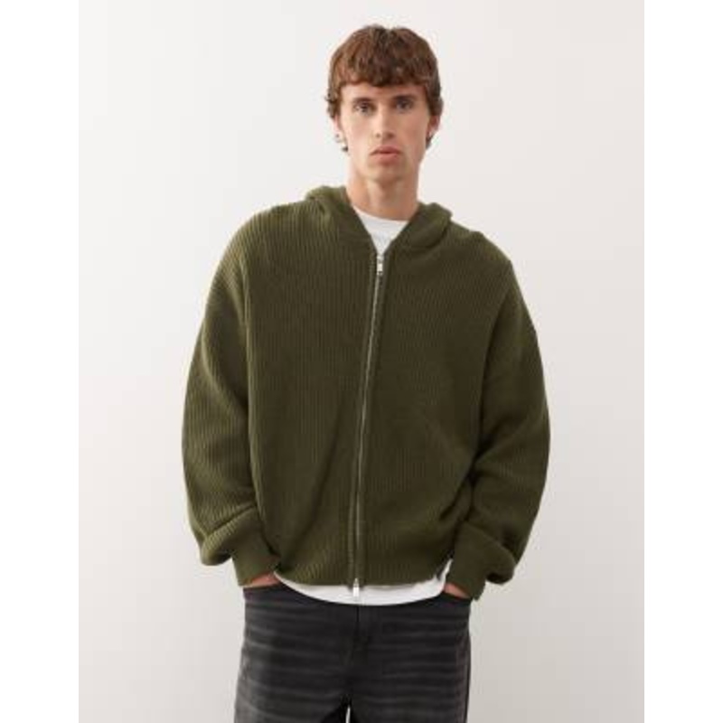 Weekday knit hoodie in khaki