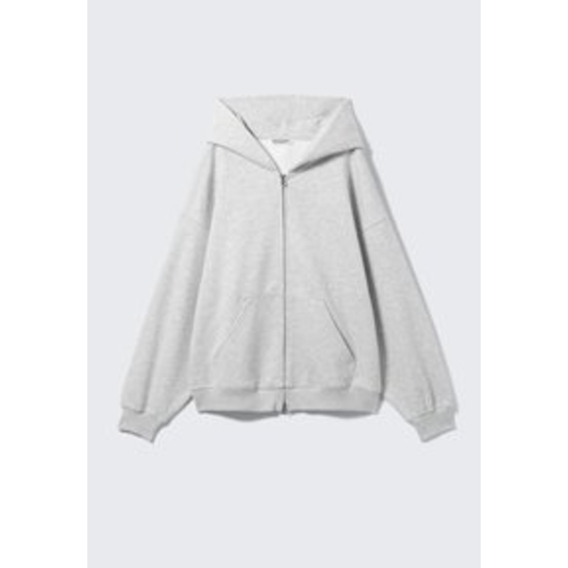 Weekday OVERSIZED HEAVYWEIGHT ZIP HOODIE – Sweatjacke – grey melange/grau