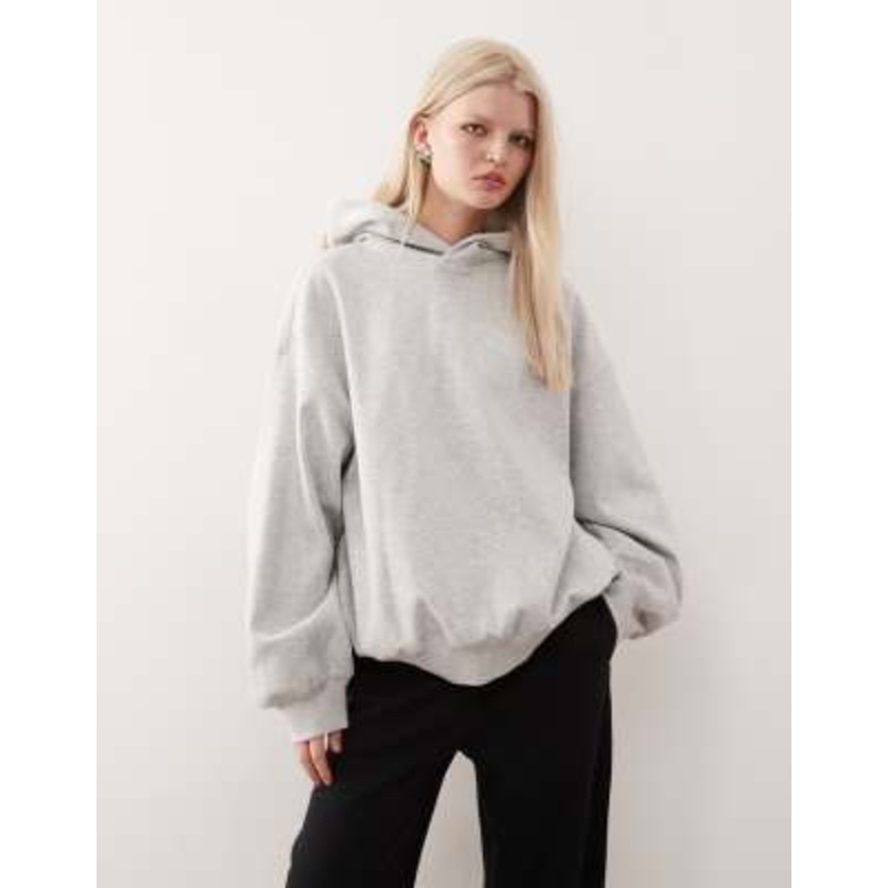 Weekday soft heavy oversized hoodie in gray melange