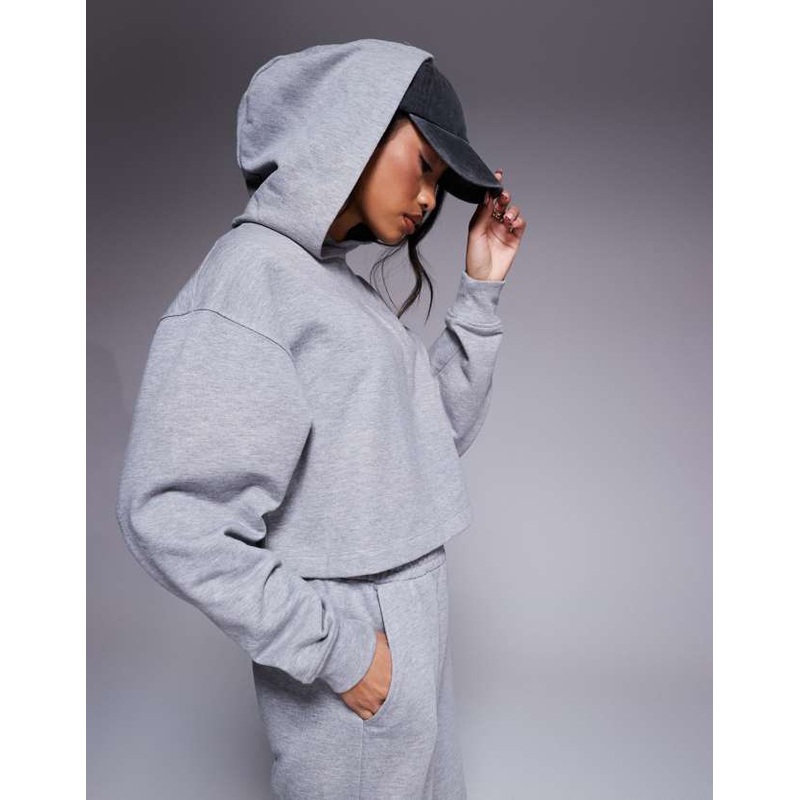 4505 quick dry heavyweight cropped training hoodie in heather gray