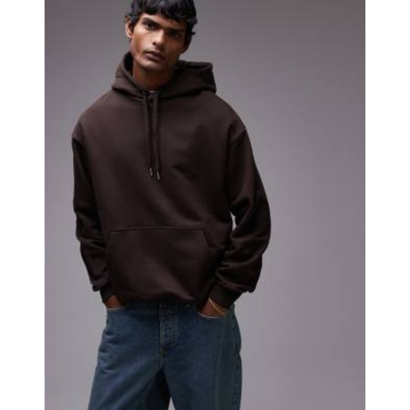 ARKET relaxed terry hoodie in dark brown