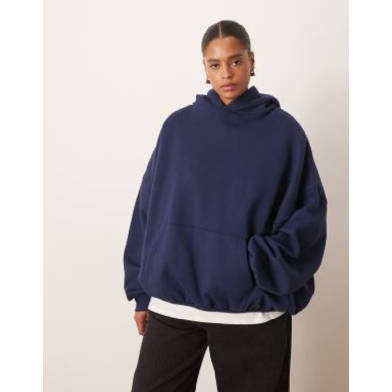 ARRANGE Curve oversized premium heavy weight hoodie in navy