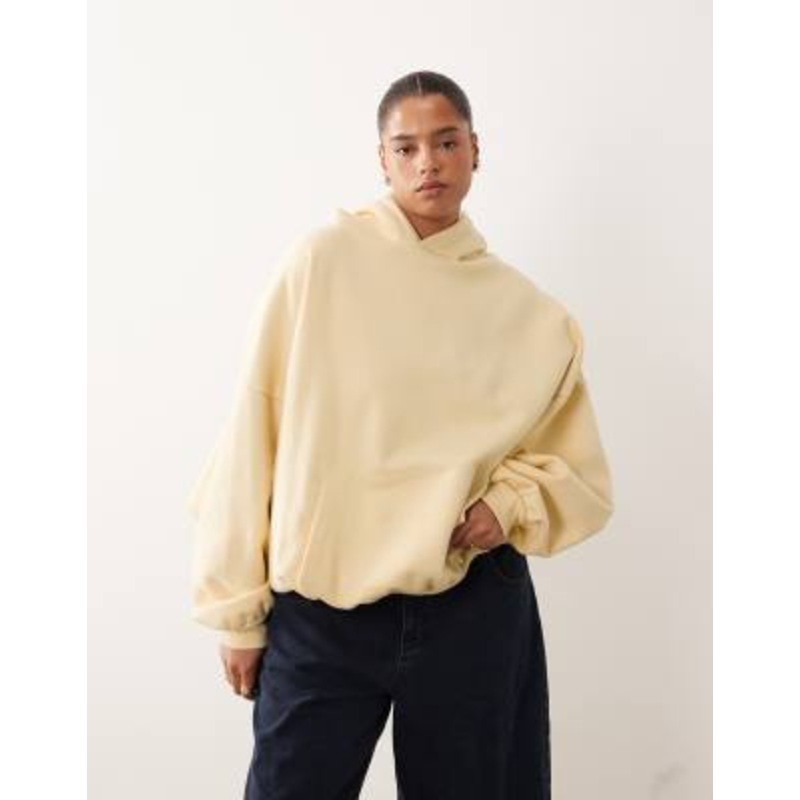 ARRANGE Curve oversized premium heavyweight hoodie in buttermilk