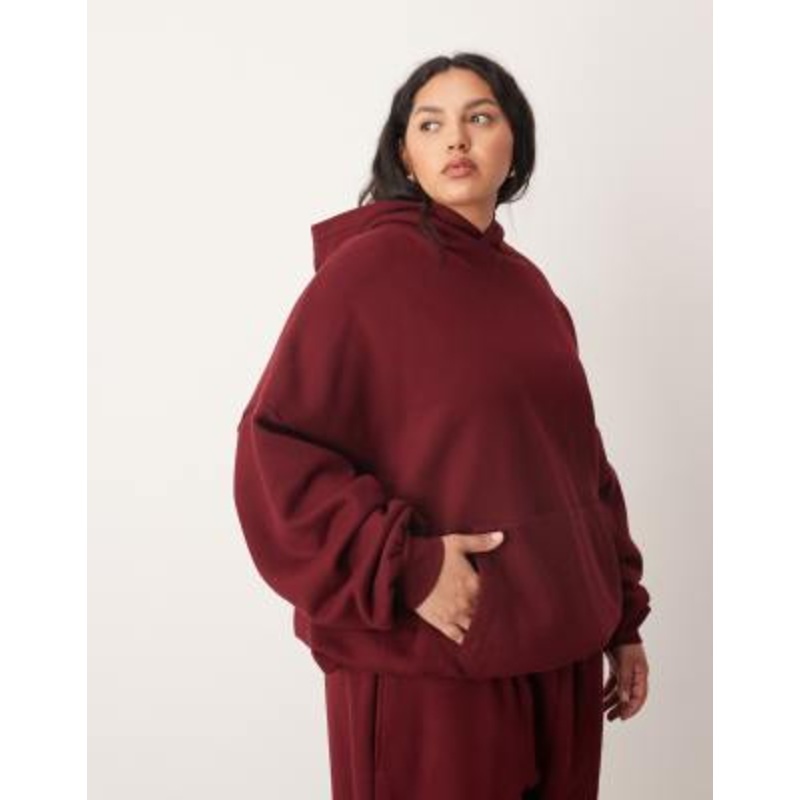ARRANGE Curve oversized premium heavyweight hoodie in merlot