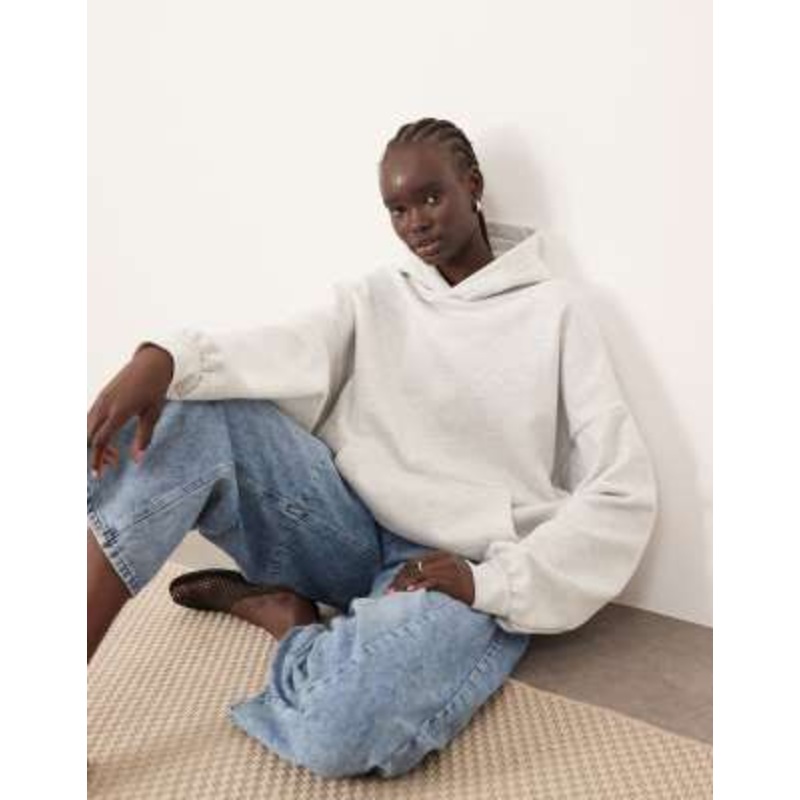 ARRANGE oversized premium heavyweight hoodie in gray heather