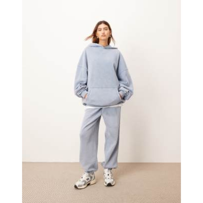 ARRANGE premium acid wash hoodie and sweatpants in soft blue