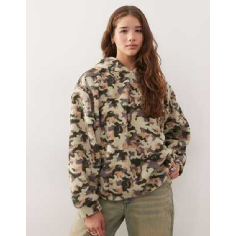 COLLUSION borg hoodie in camo