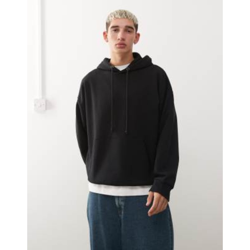 COLLUSION boxy hoodie in black
