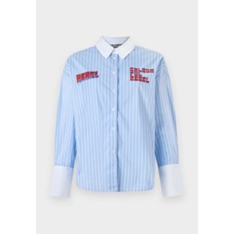 Colourful Rebel TALIA STRIPED ARTWORKS – Hemdbluse – white/blue/mehrfarbig