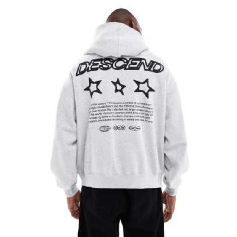 Cotton On cropped fit graphic hoodie in gray heather