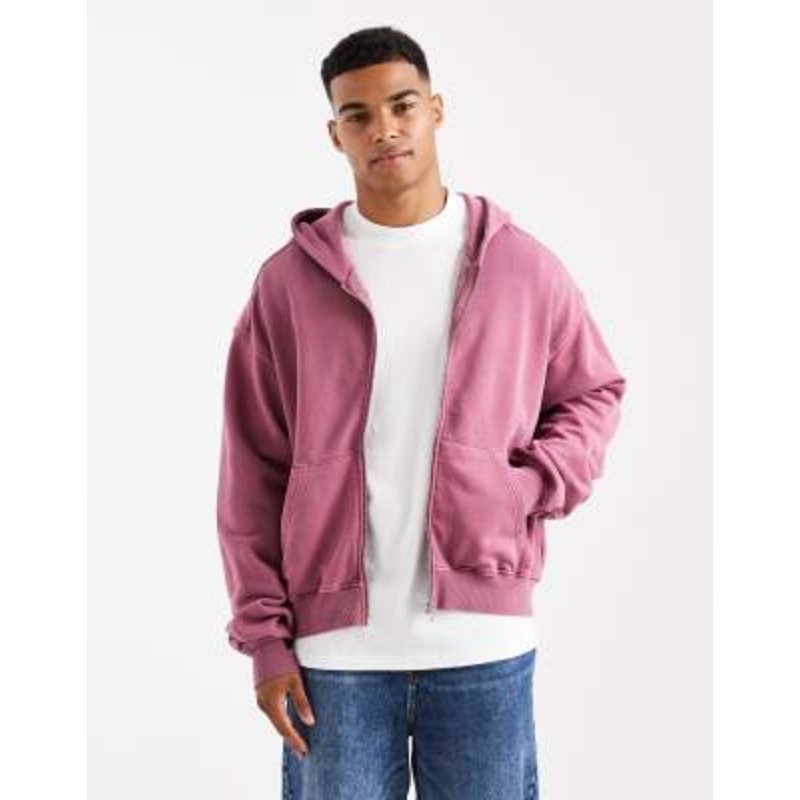 Cotton On Cropped zip up hoodie in pink