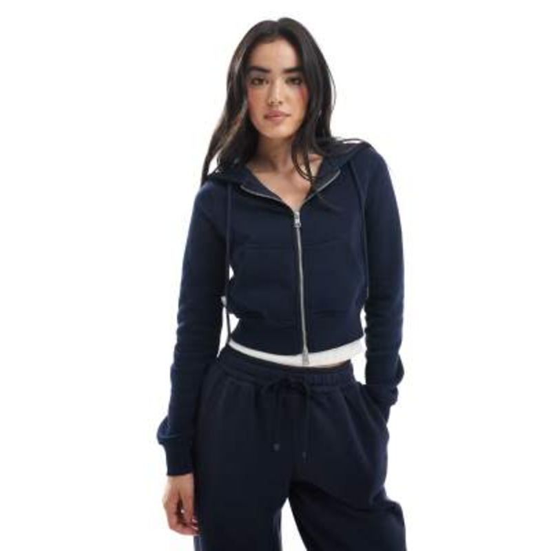 Cotton On cropped zip up hoodie in total eclipse – part of a set