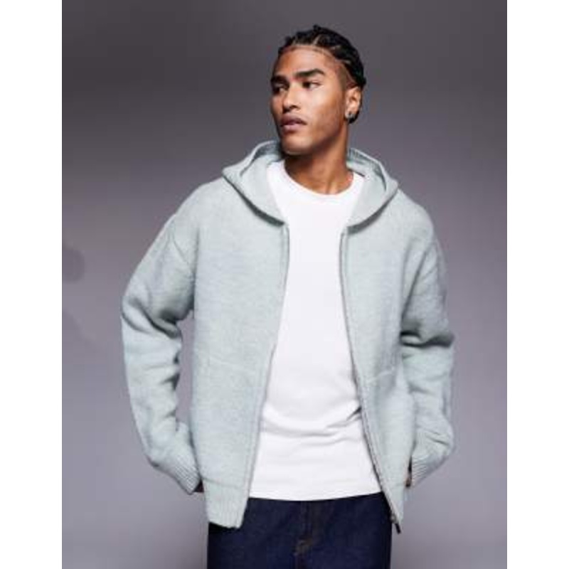 Faded Store knit zip-up hoodie in green