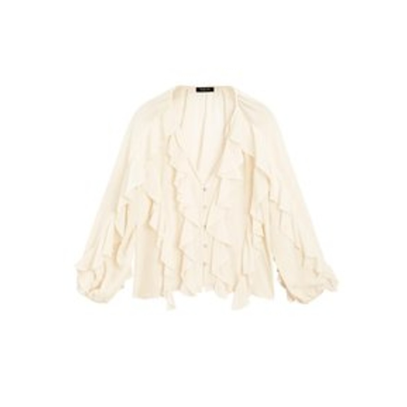 Massimo Dutti FLOWING GARMENT WITH RUFFLES – Hemdbluse – beige