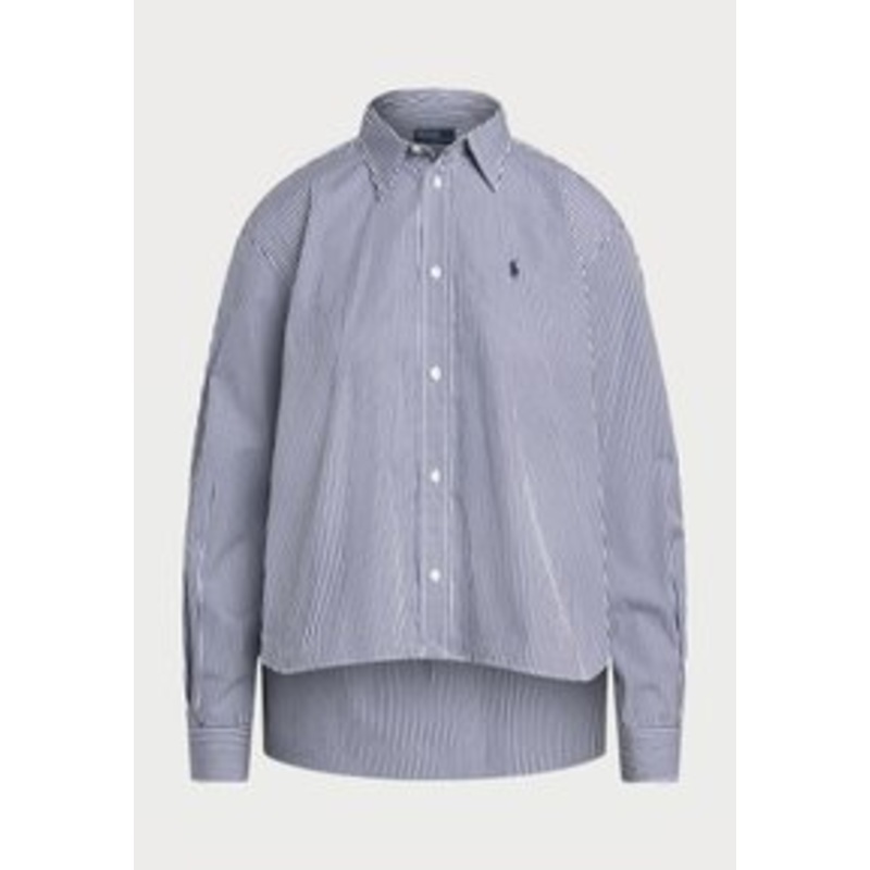 Polo Ralph Lauren CROPPED BOXY STRIPED COTTON SHIRT – Hemdbluse – white/fall royal/wei