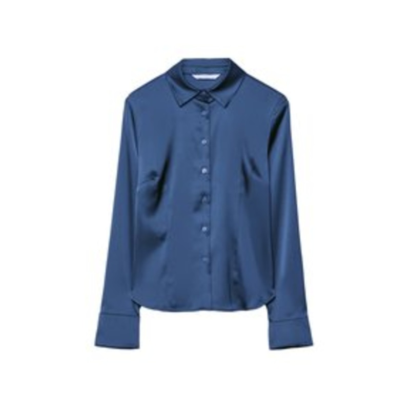 Stradivarius Hemdbluse – mottled dark blue/dunkelblau meliert