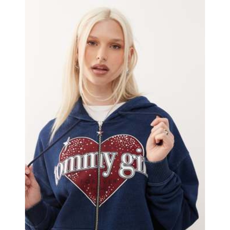 Tommy Jeans tommy girl full zip hoodie in navy