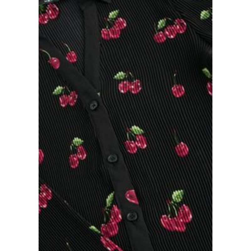 Next LONG SLEEVE REGULAR FIT – Hemdbluse – black cherry print/schwarz