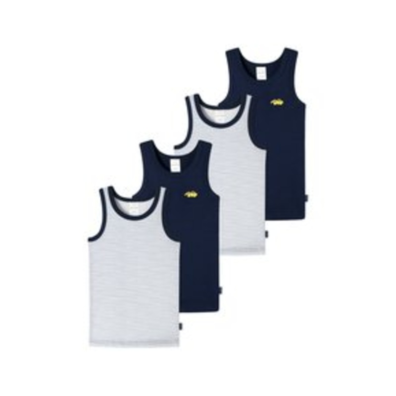 Schiesser 4ER PACK TANK – Unterhemd/-shirt – blau   wei gestreift/dunkelblau
