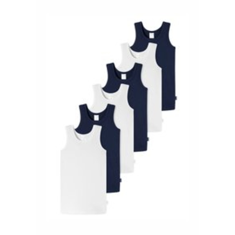 Schiesser 6ER PACK – Unterhemd/-shirt – blau wei/dunkelblau