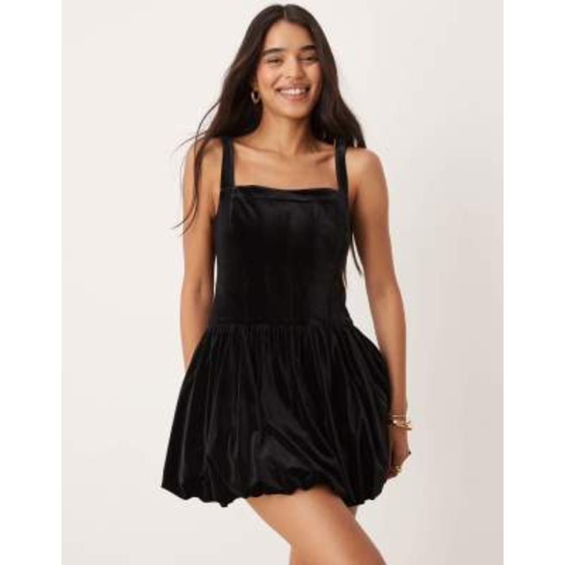 Ever New structured bubble hem mini dress in black